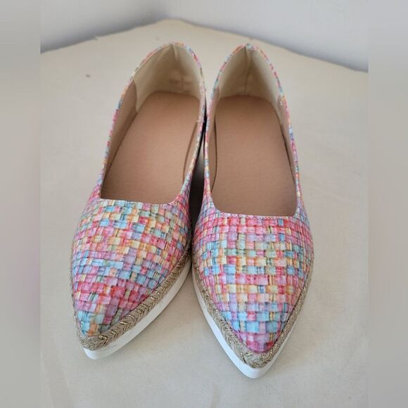 NEW Colorful Mosaic Wedge Heels Pointed Toe Espadrille Artsy Eclectic EU 36 US 6 - Picture 5 of 9